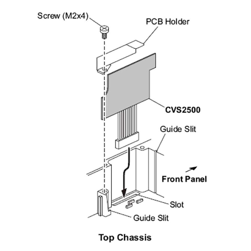 Diagram of Standard Horizon CVS2500A 4-code voice scrambler installation with labeled parts and assembly instructions