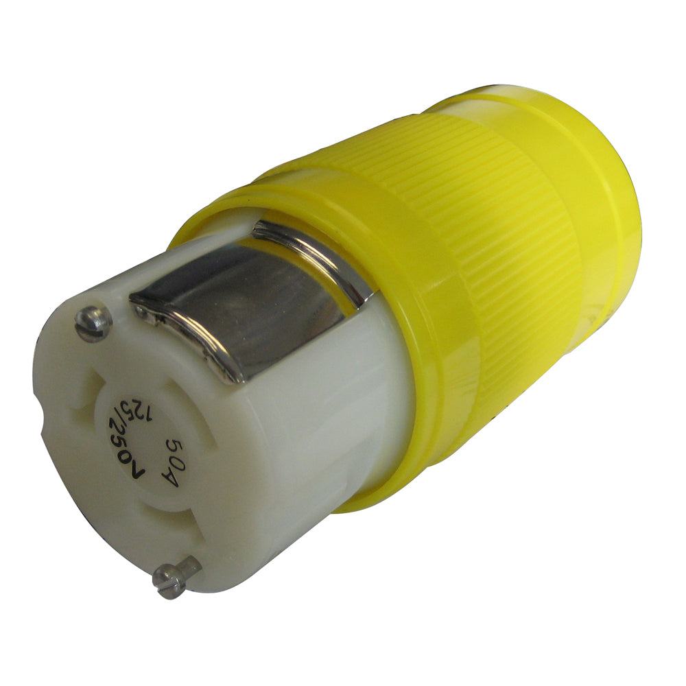 Marinco 50A 125/250V yellow locking connector for marine and RV shore power systems