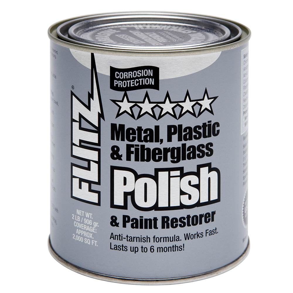 Flitz Polish paste 2 lb quart can for metal plastic fiberglass corrosion protection and paint restoration
