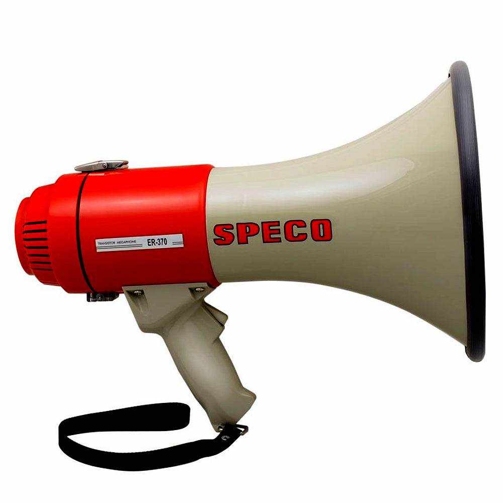 Speco ER370 red grey 16W deluxe megaphone with siren and shoulder strap