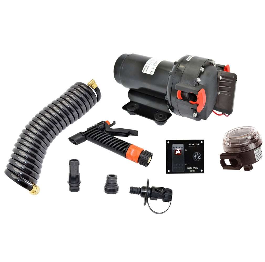 Johnson Pump 5.2 GPM Aqua Jet washdown pump kit with hose and fittings 24V