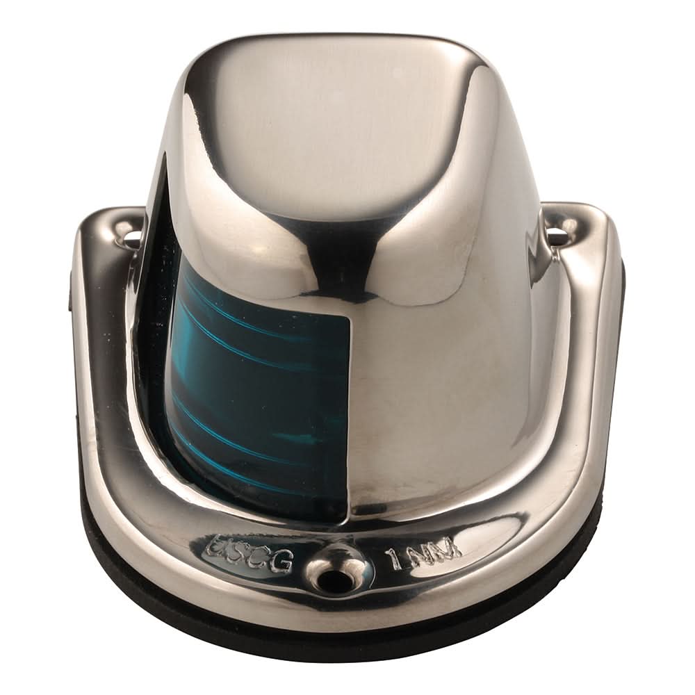 Attwood 1-Mile Deck Mount, Green Sidelight - 12V - Stainless Steel Housing - 66319G7