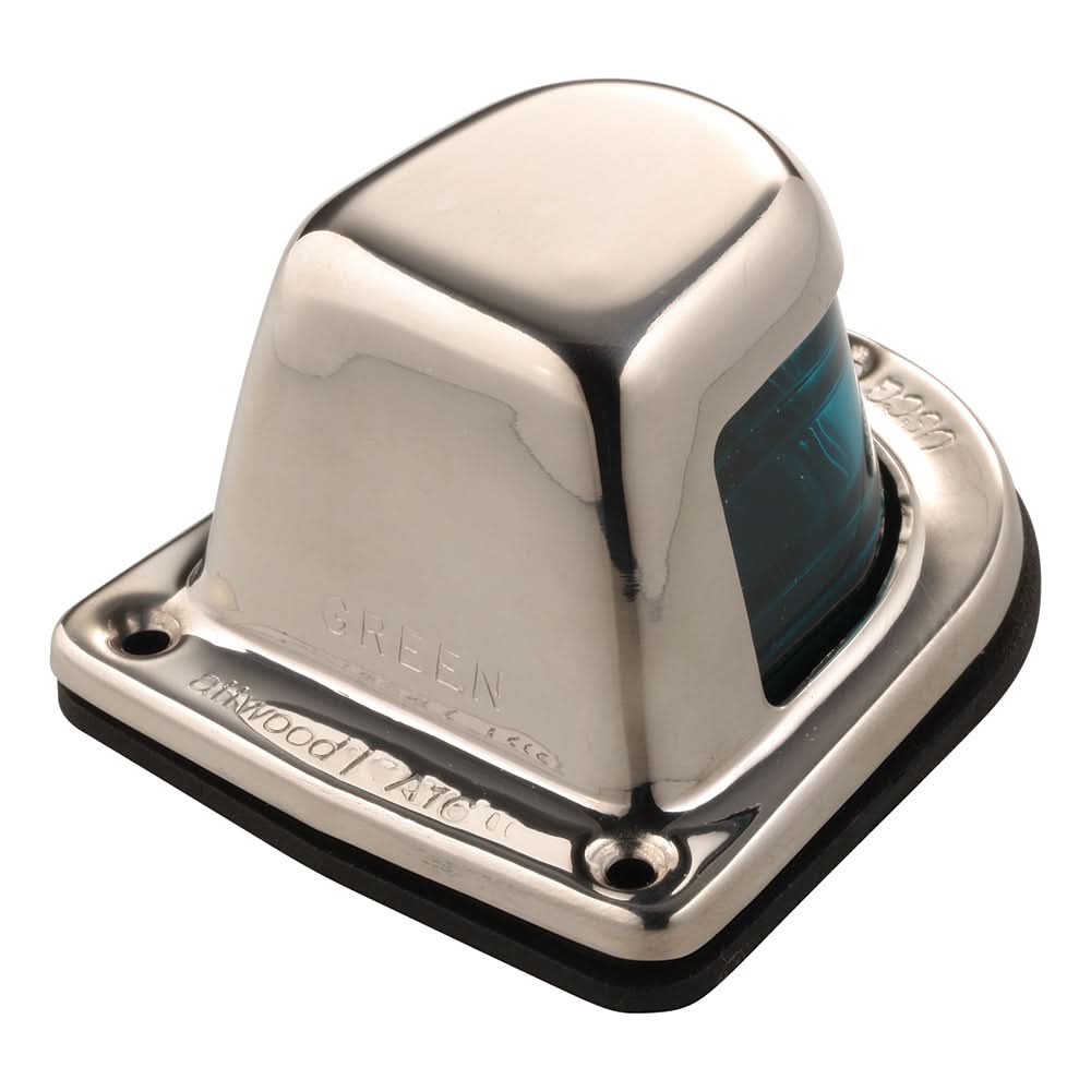 Attwood 1-Mile Deck Mount, Green Sidelight - 12V - Stainless Steel Housing - 66319G7