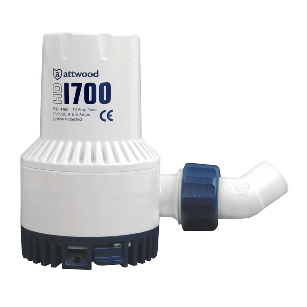 Attwood 12V heavy-duty bilge pump 1700 GPH with durable construction and compact design