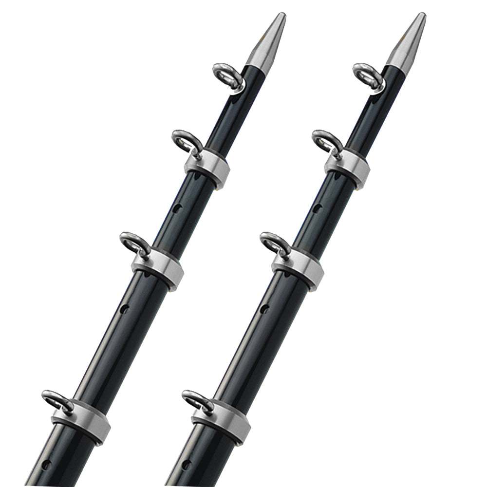 TACO 15' telescopic outrigger poles black and silver with 1-1/2 inch diameter for boat mounts