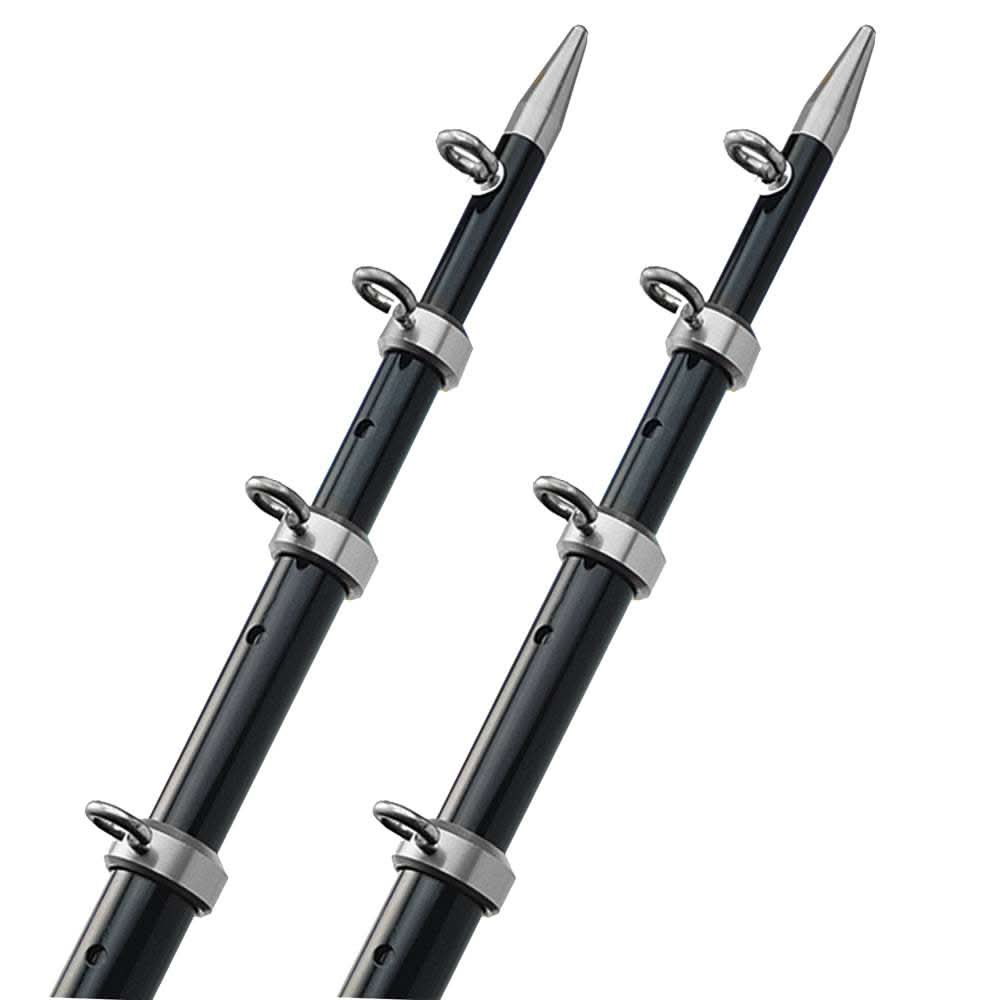 TACO 15' telescopic outrigger poles black and silver with 1-1/2 inch diameter for boat mounts