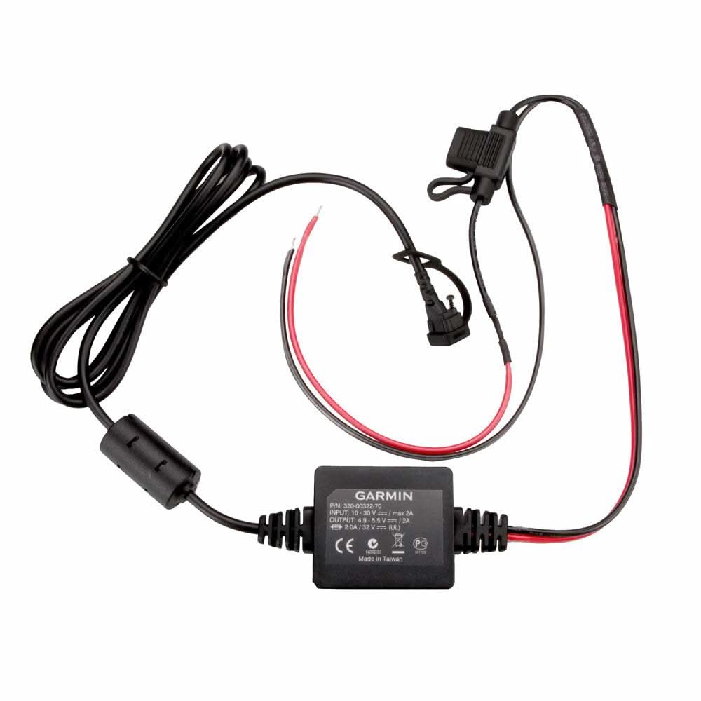 Garmin Motorcycle Power Cord for zūmo 350LM with power and ground cables and connector