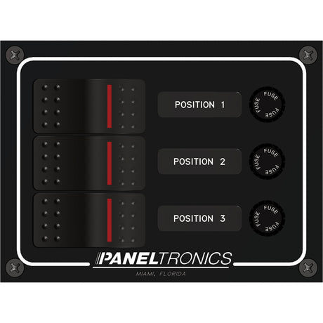 Paneltronics Waterproof Panel - DC 3-Position Illuminated Rocker Switch & Fuse - 9960014B
