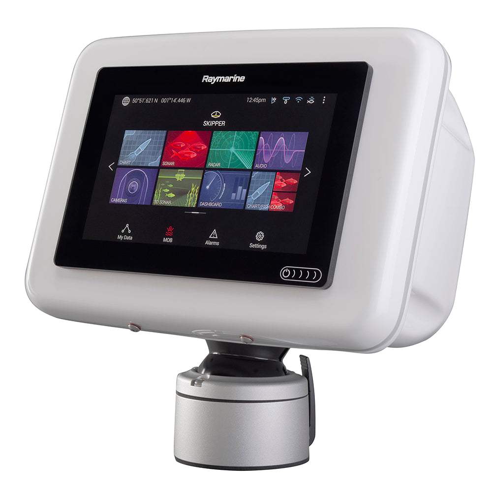 Scanpod Slim Deck Pod white mount for up to 8 inch marine display with swivel tilt base and quick release mechanism