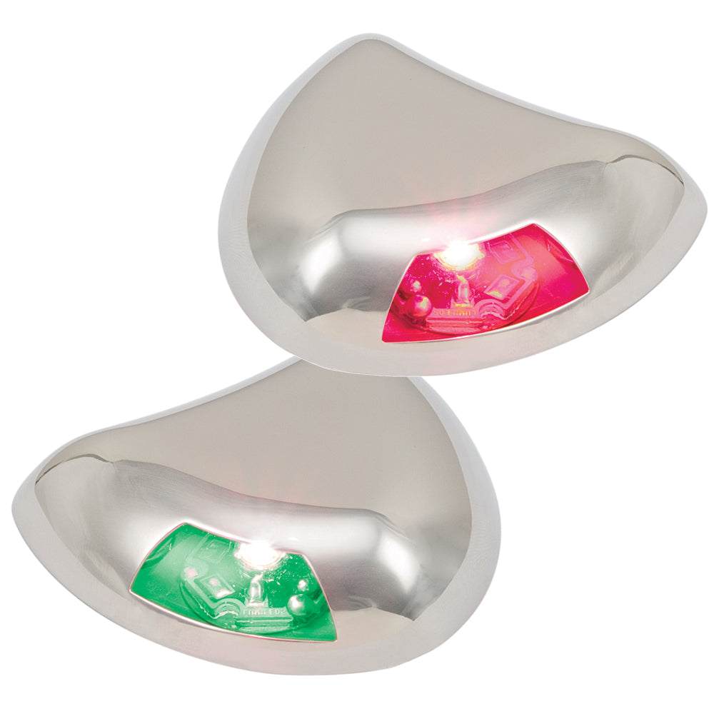 Perko Stealth Series stainless steel horizontal mount LED side lights with red and green lenses for vessels under 12 meters.