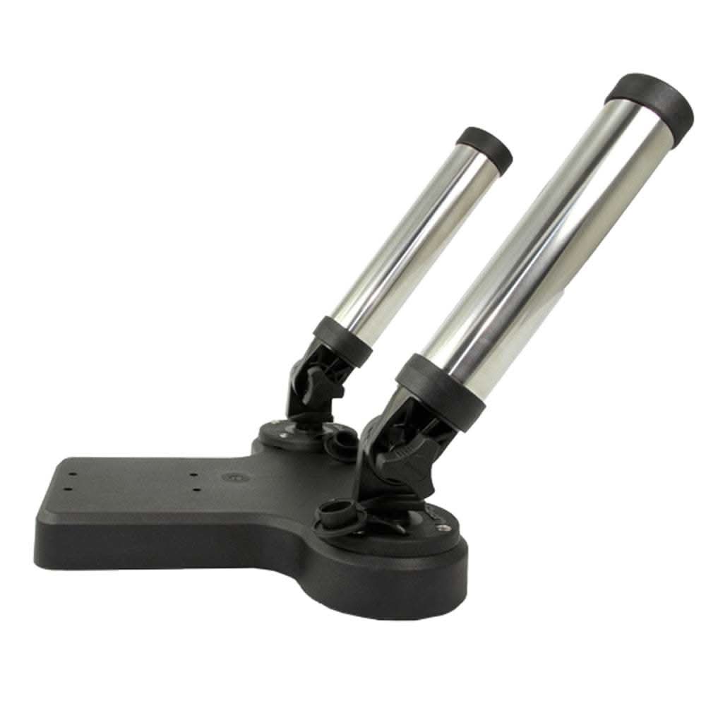Scotty 447 HP Dual Rocket Launcher Rod Holder with dual adjustable stainless steel tubes and black mounting base for fishing rods