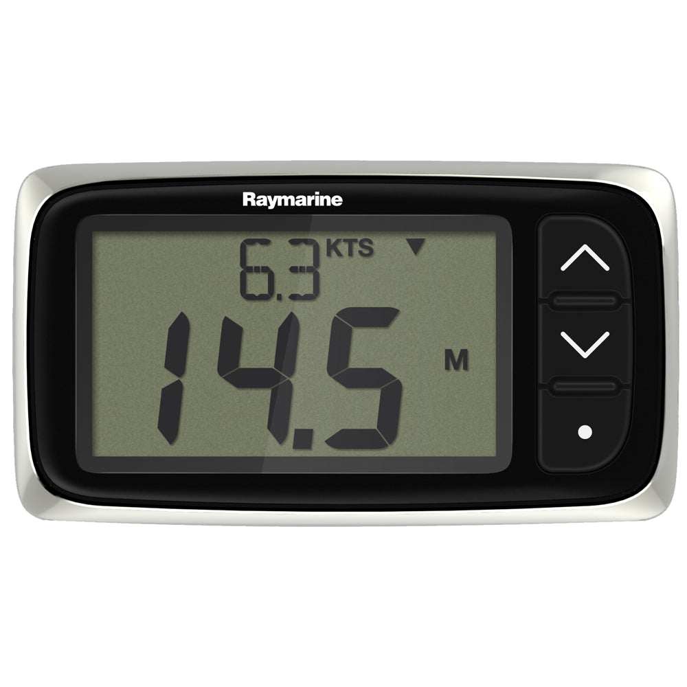 Raymarine i40 Bidata Display System showing speed and depth readings with control buttons and large LCD screen