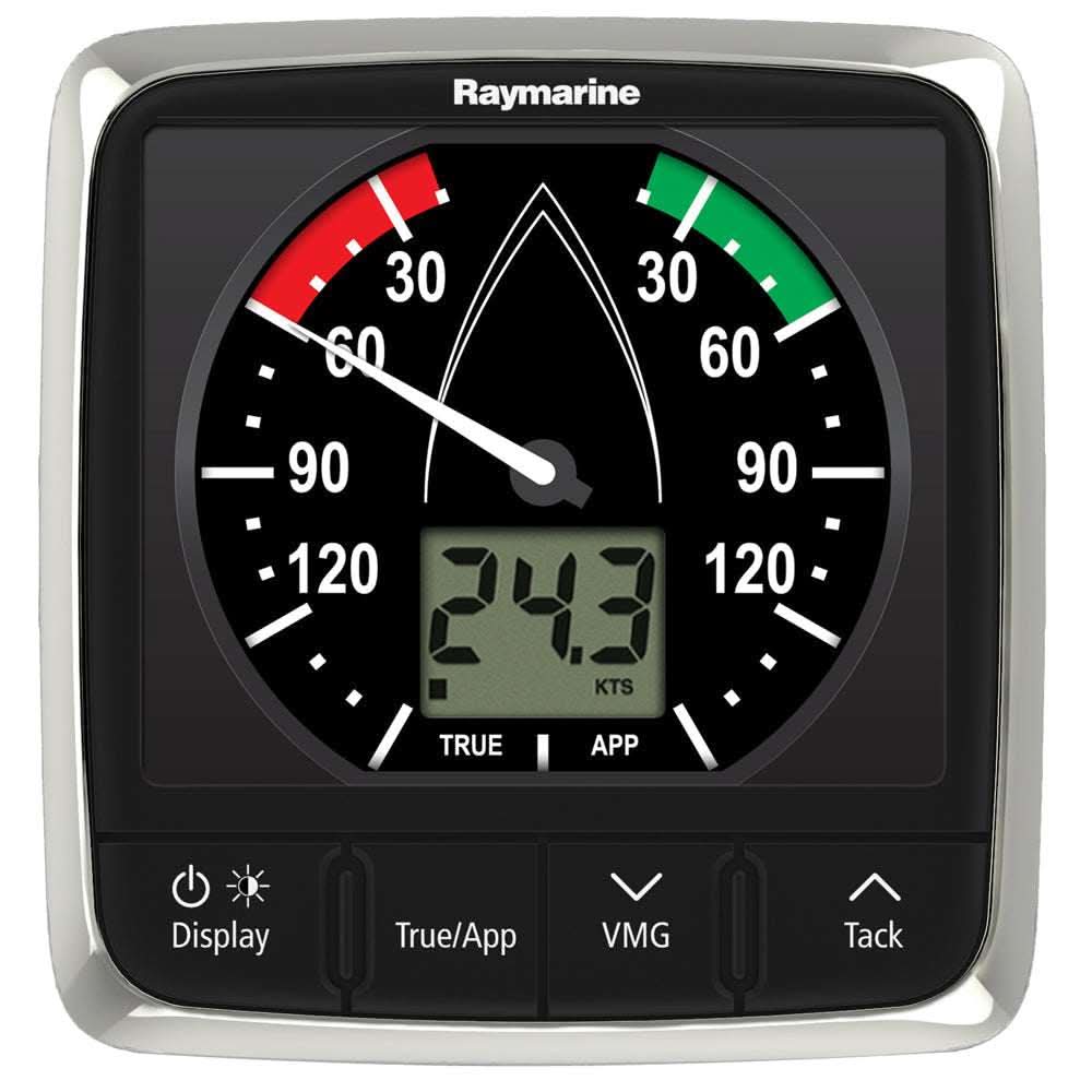 Raymarine i60 Wind Display System showing wind speed and direction with backlit LCD and analog dial for sailboats and powerboats navigation