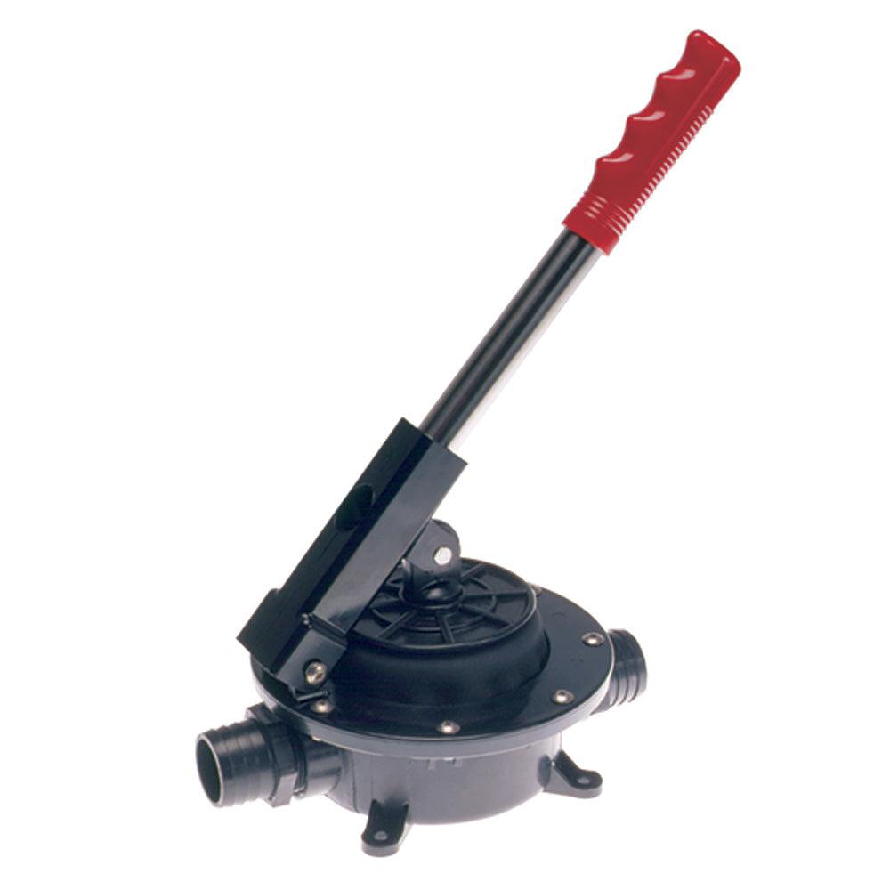 Beckson Diaphragm Pump 16GPM corrosion-proof marine plastic with red handle and black body