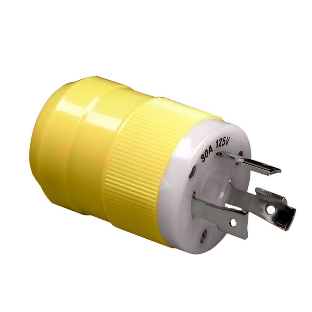 Marinco 30A 125V male plug yellow locking NEMA L5-30P corrosion resistant terminals