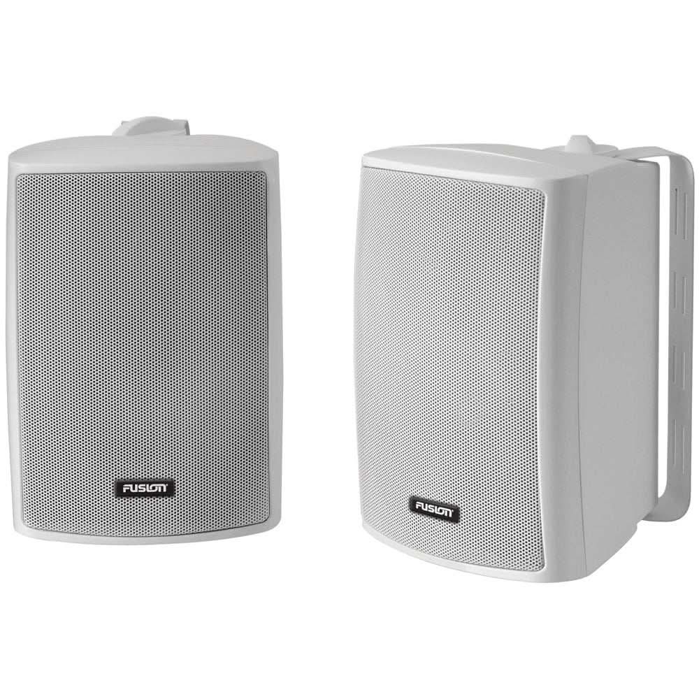 Fusion 4" compact marine box speakers pair white weather-resistant with mounting brackets