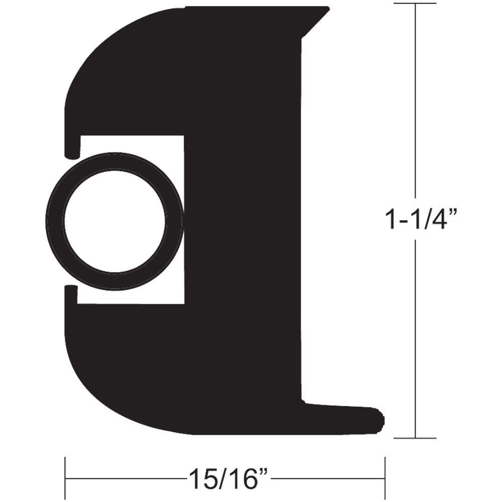 TACO Flex Vinyl Rub Rail Kit black with black insert 70 feet dimensions diagram