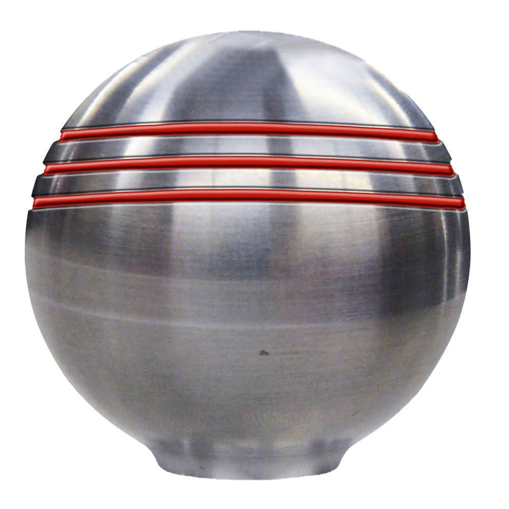 Ongaro throttle knob 1-7/8 inch stainless steel with red grooves