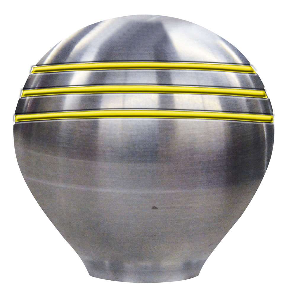 Ongaro throttle knob 1-1/2 inch stainless steel with gold grooves for Morse controls