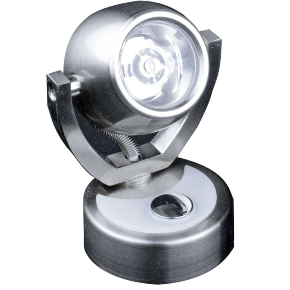 Lunasea wall mount LED light with brushed nickel finish, touch dimming, and rotating warm white light