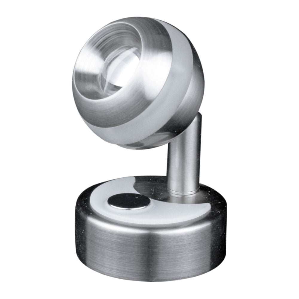 Lunasea Wall Mount LED Light in brushed nickel with clear ring and touch dimming in warm white light