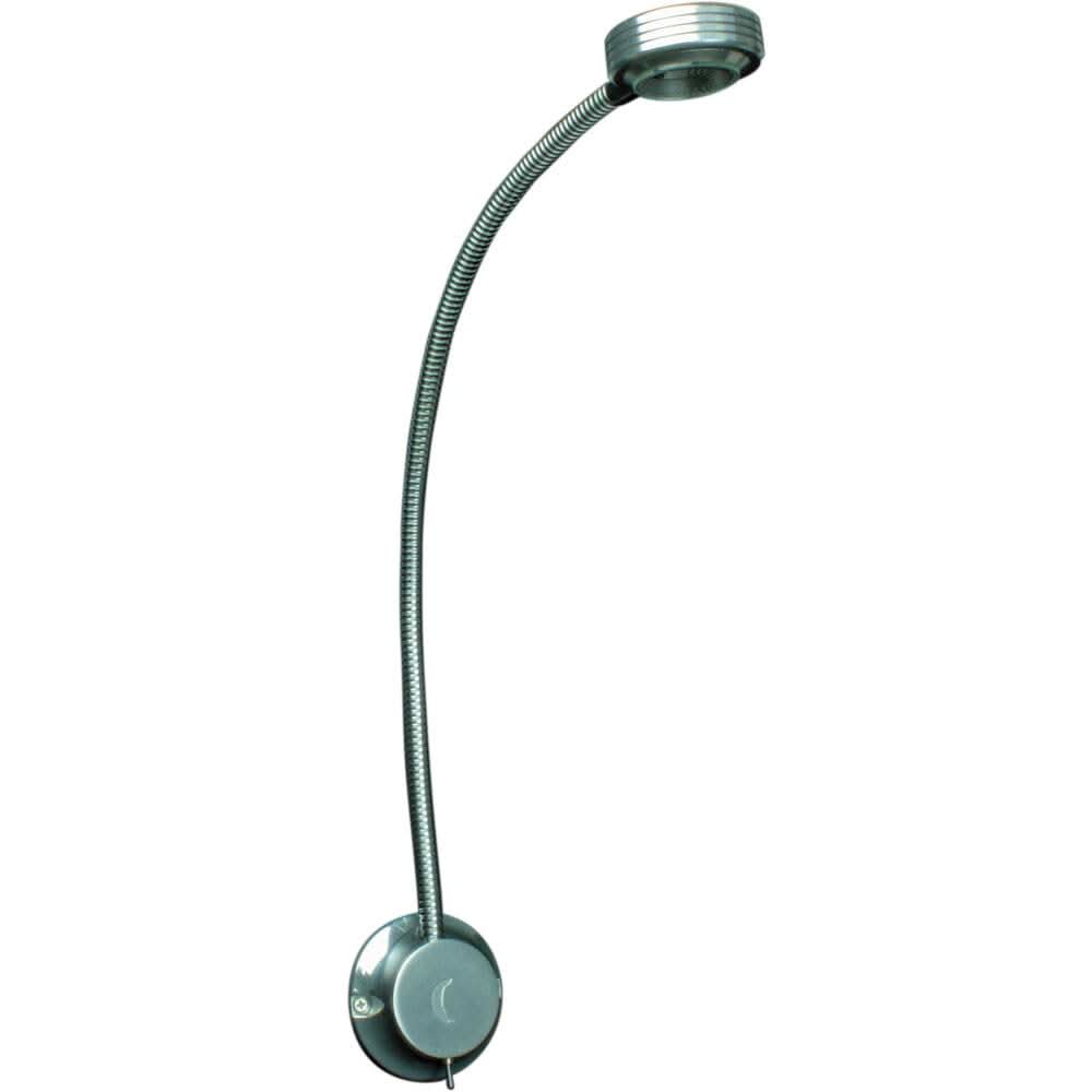 Wall mount flexible LED map chart light with polished aluminum and chrome base in warm white and red colors