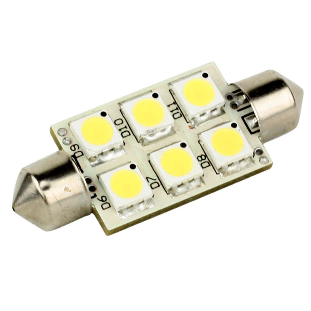 Lunasea single-sided 6 LED festoon bulb with warm white light and metal end caps