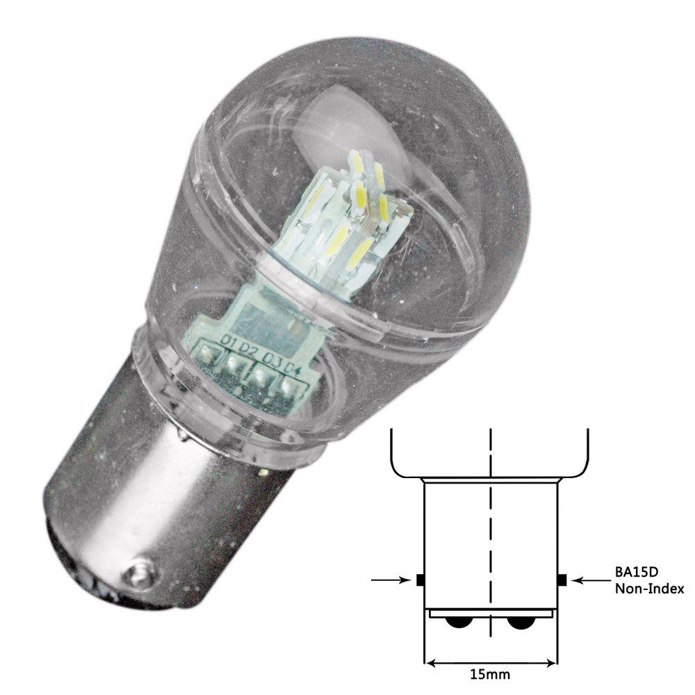 Lunasea Bayonet LED Bulb BA15D - 10-30VDC/1with 105 Lumens - Cool White - LLB-26FC-21-00