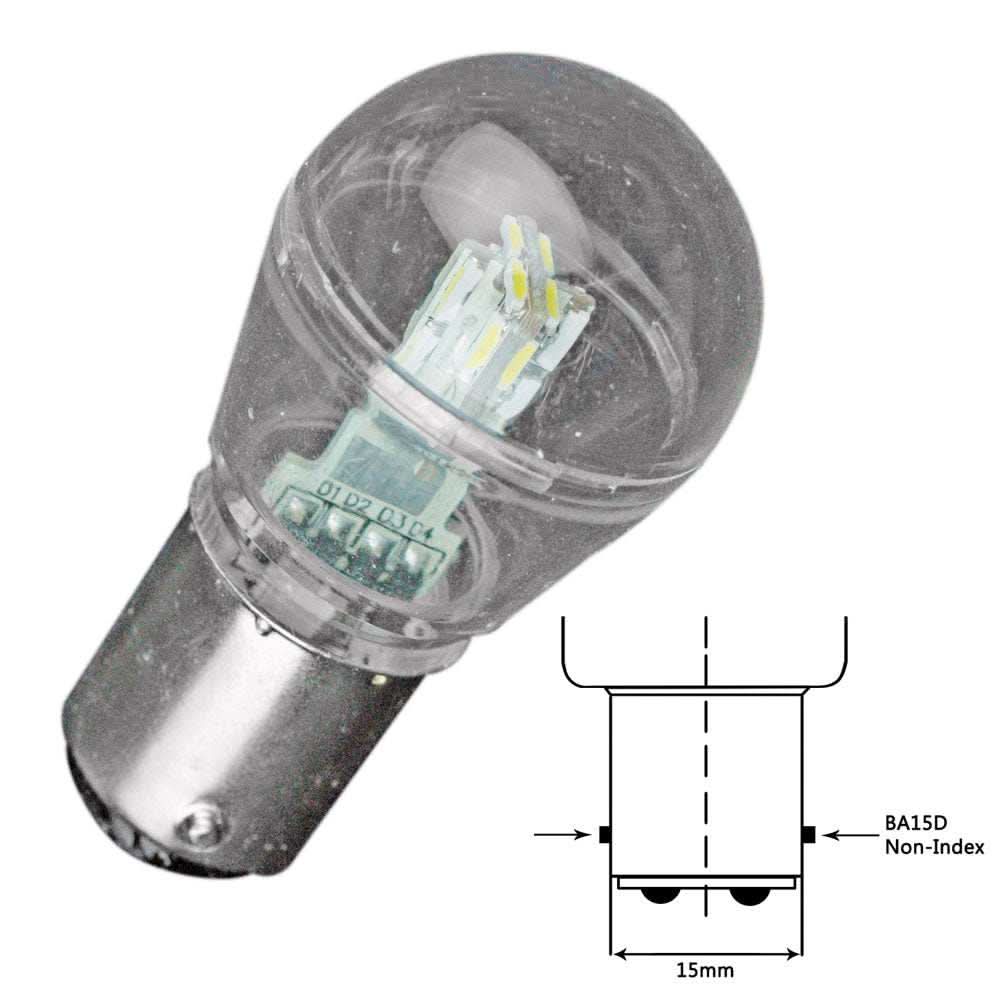 Lunasea Bayonet LED Bulb BA15D 10-30V warm white 75 lumens with clear cover and metal base