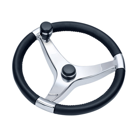 Ongaro Evo Pro 316 Cast Stainless Steel Steering Wheel with Control Knob - 15.5" Diameter - 7241521FGK