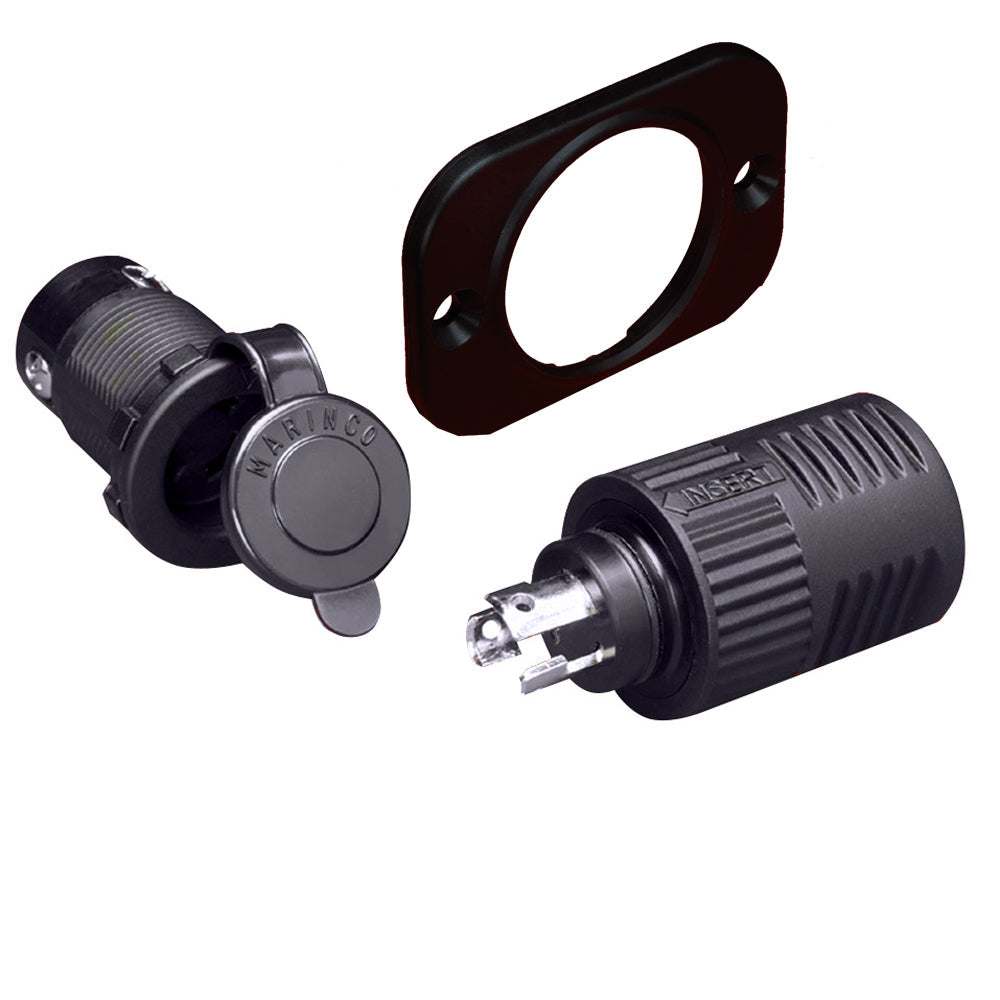 Marinco ConnectPro 12V trolling system receptacle and plug with waterproof cap and corrosion-resistant brass components