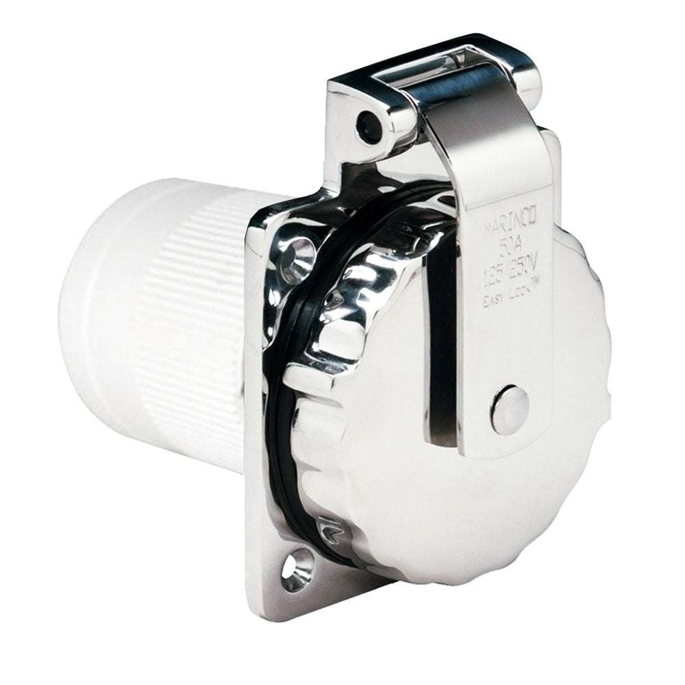 Marinco 6373EL-B 50Amp 125/250V stainless steel marine power inlet with Easy Lock system and hinged cover