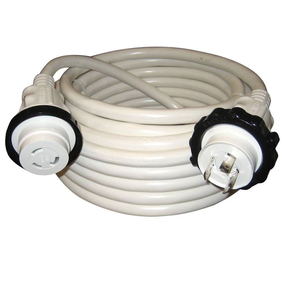 Marinco 30A 125V white 50-foot molded standard cordset with Easy Lock system and flexible cable