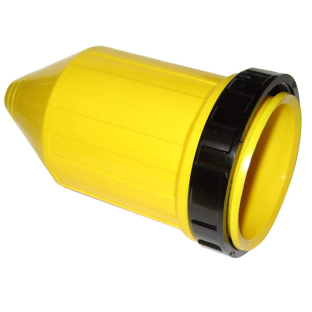 Marinco 7715CRN weatherproof cover with black threaded sealing ring yellow body