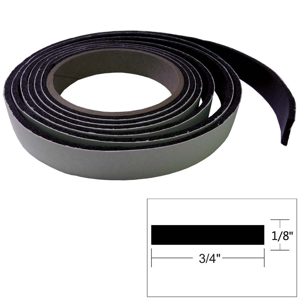 TACO Hatch Tape black flexible sponge rubber 8-foot roll ¾ inch wide ⅛ inch high with adhesive backing for marine hatch sealing
