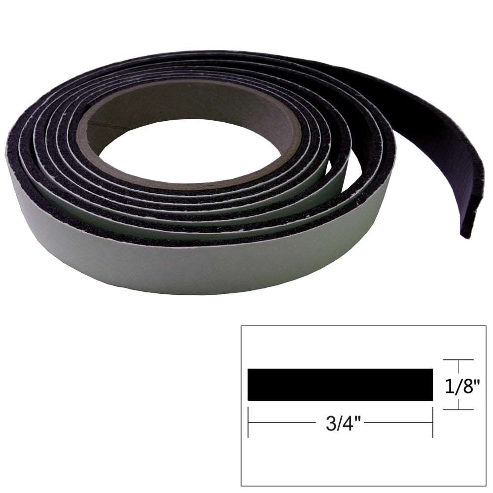 TACO Hatch Tape black flexible sponge rubber 8-foot roll ¾ inch wide ⅛ inch high with adhesive backing for marine hatch sealing
