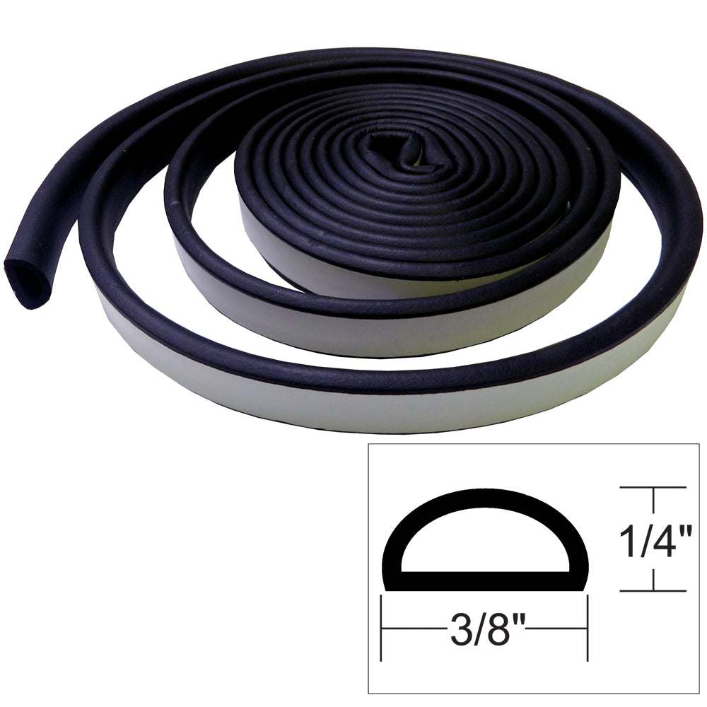 TACO Weather Seal 10-foot black rubber strip with adhesive backing for marine weatherproofing