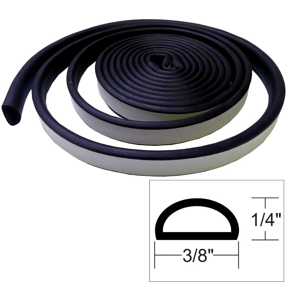 TACO Weather Seal 10-foot black rubber strip with adhesive backing for marine weatherproofing