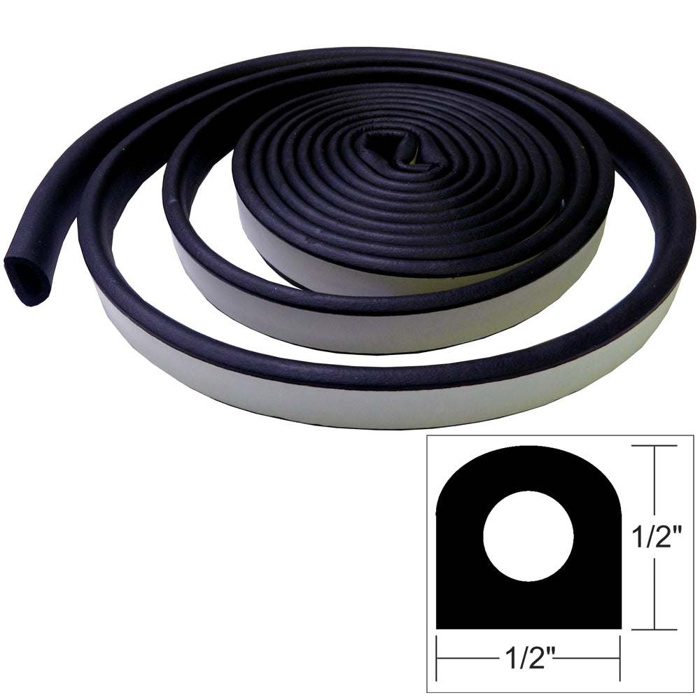 TACO Weather Seal 10-foot black rubber strip with adhesive backing for marine use and vibration absorption