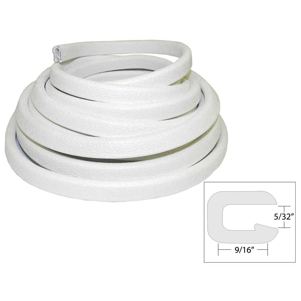 TACO Flexible Vinyl Trim 25ft white flexible PVC marine edging with aluminum clip and 3/16" opening