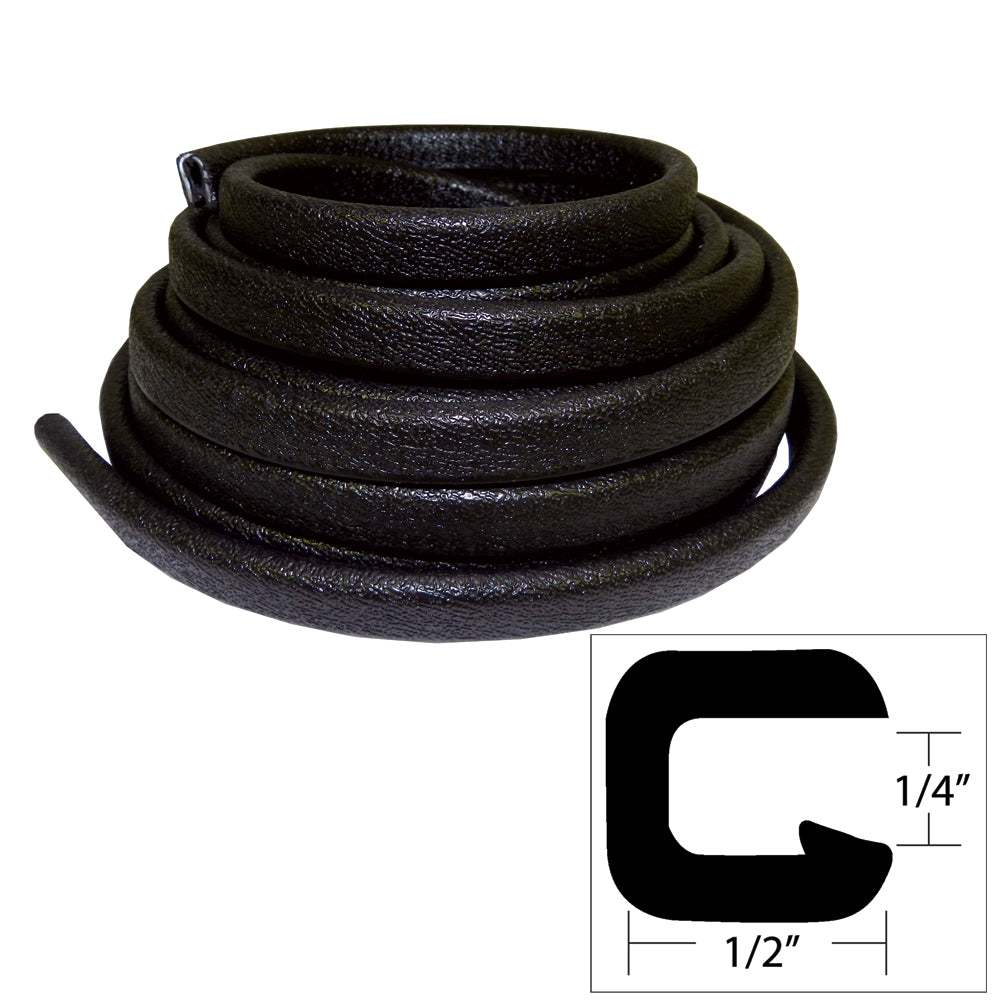 TACO Flexible Vinyl Trim black 25ft roll 1/4 inch opening 1/2 inch width marine PVC trim