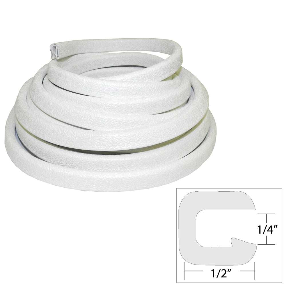 TACO Flexible Vinyl Trim 25ft white 1/4 inch opening 1/2 inch width vinyl boat edge protector