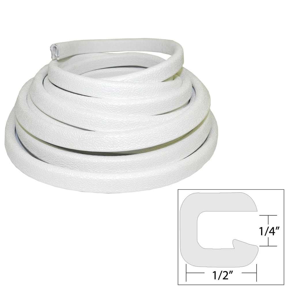 TACO Flexible Vinyl Trim 25ft white 1/4 inch opening 1/2 inch width vinyl boat edge protector
