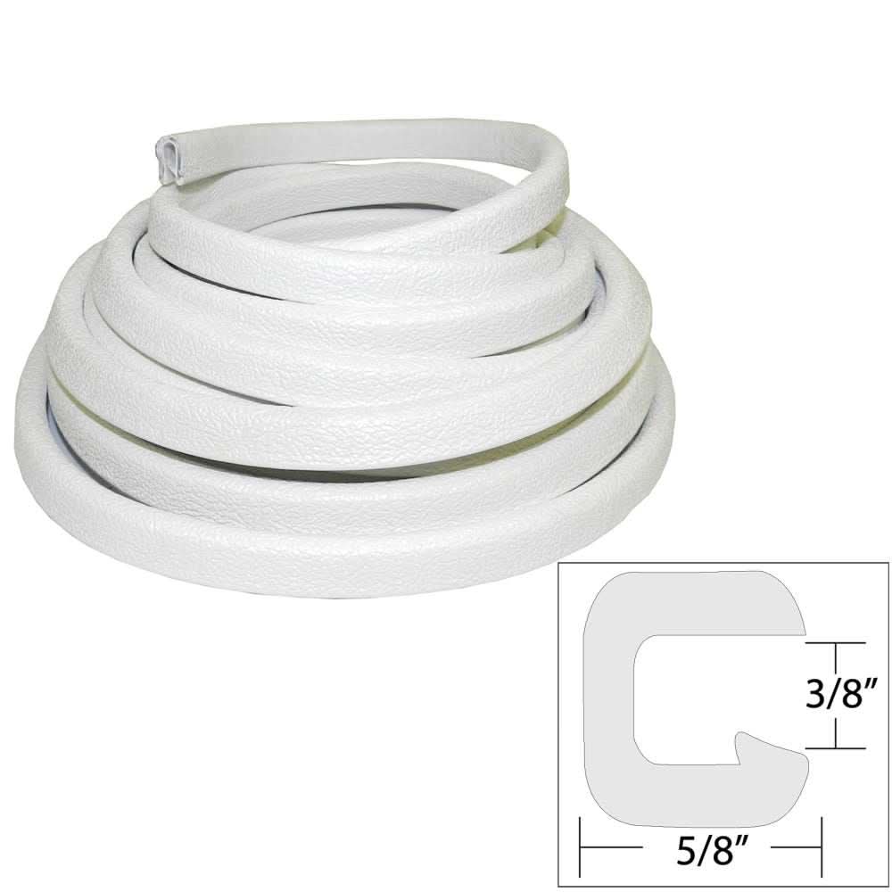 TACO Marine flexible white vinyl trim 3/8" opening, 5/8" width, 25 feet long for marine use