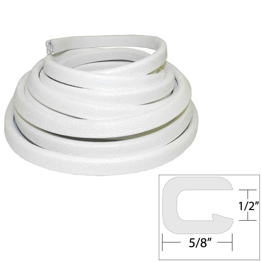 TACO Flexible Vinyl Trim 25ft white 1/2 inch opening 5/8 inch width marine grade PVC trim