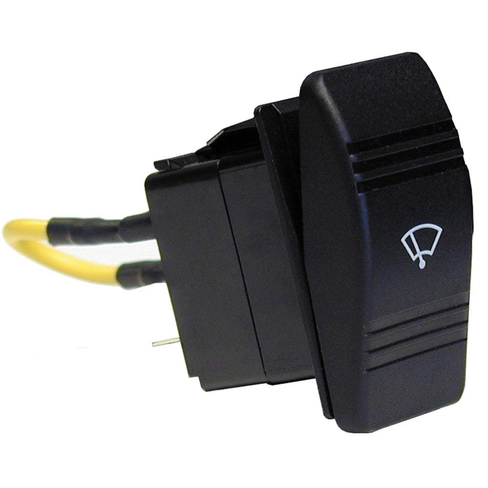 Ongaro 3-position rocker wiper switch with windshield icon and yellow wires