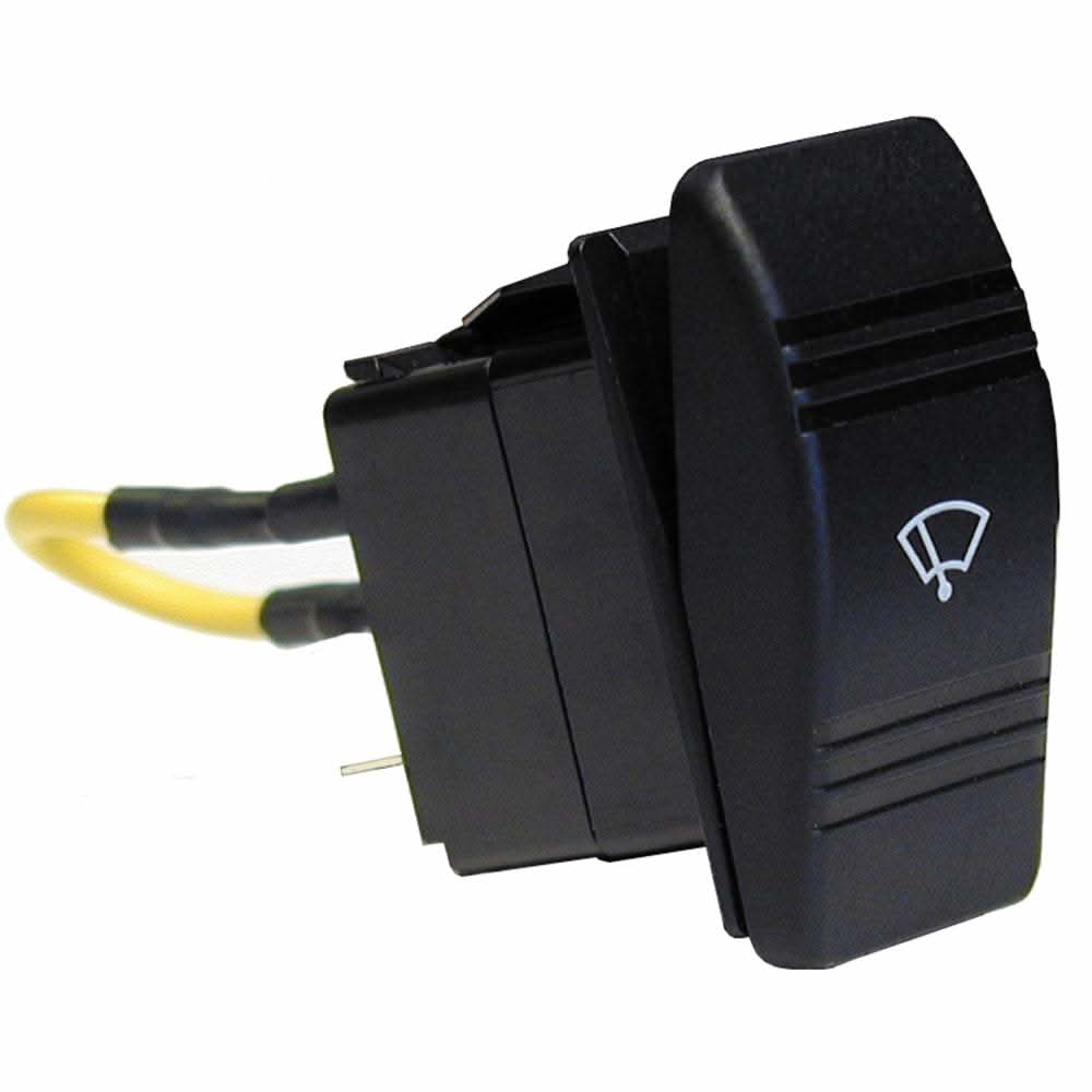 Ongaro 3-position rocker wiper switch with windshield icon and yellow wires