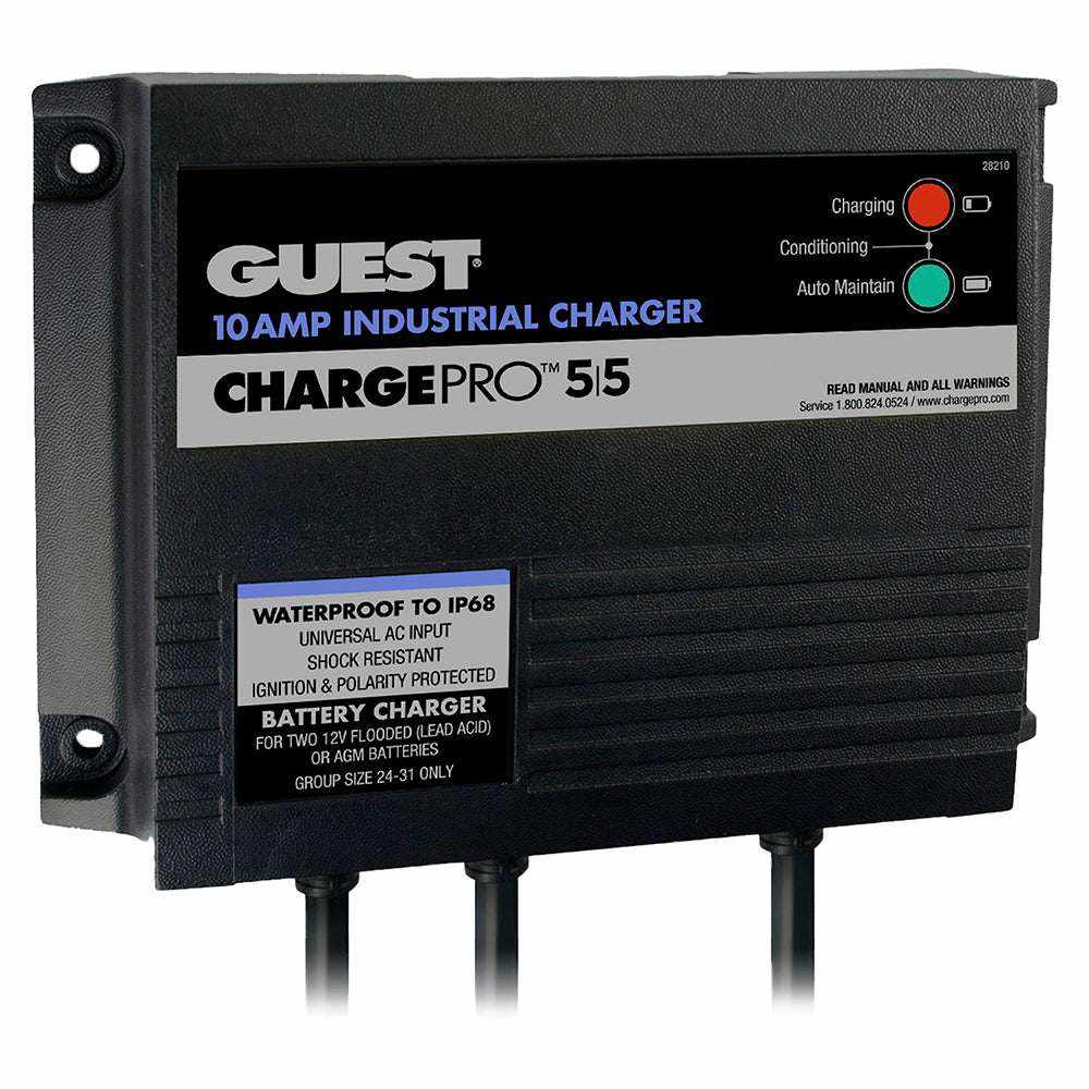 Guest 10AMP 12/24V 2 Bank On-Board Battery Charger with 120V input and waterproof IP68 design