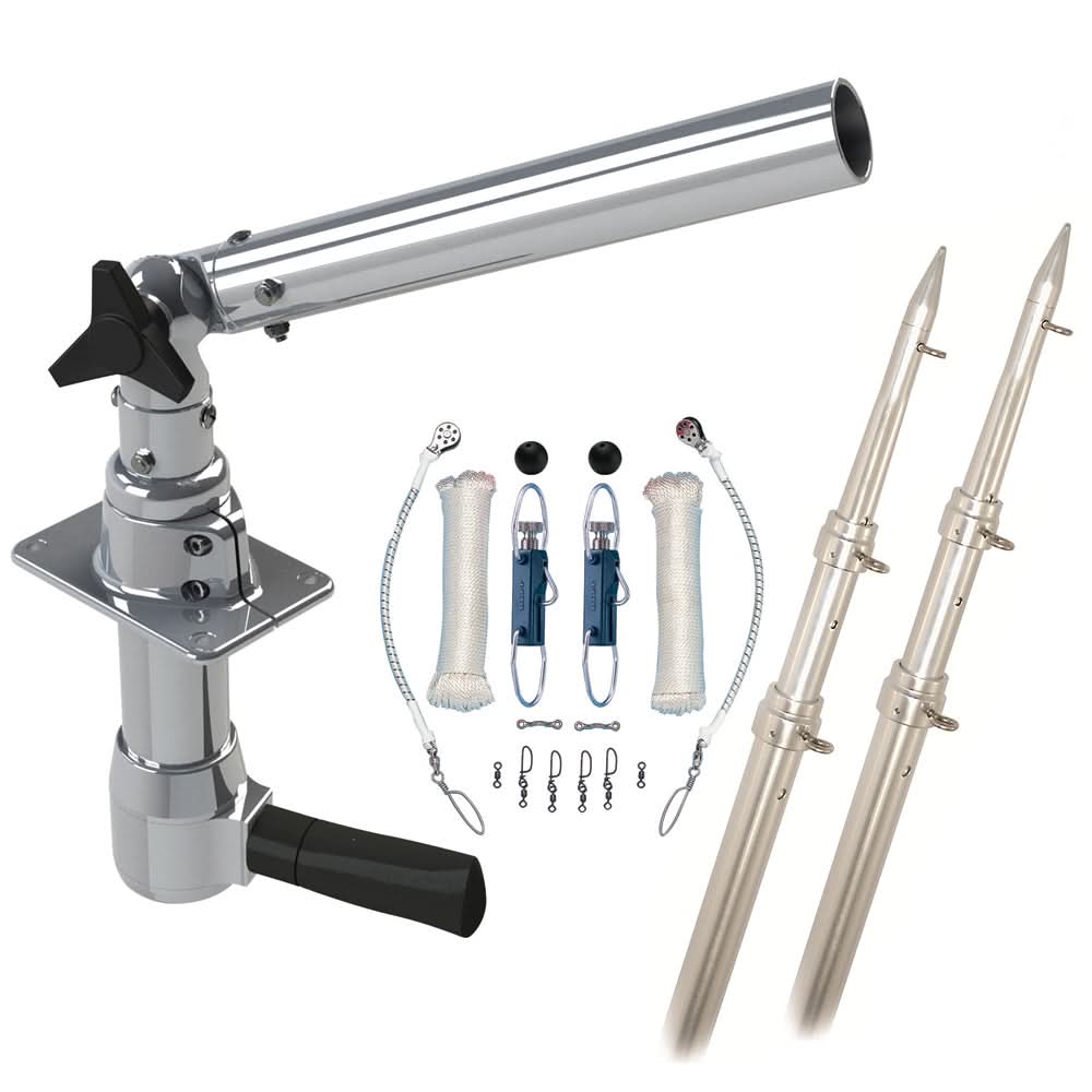 Revolution Top Gun Package with 15' telescoping poles and single line rigging kit with Klickers release clips for outriggers