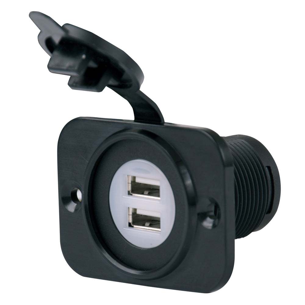 Marinco SeaLink Deluxe dual USB charger receptacle with water resistant cover and LED indicator